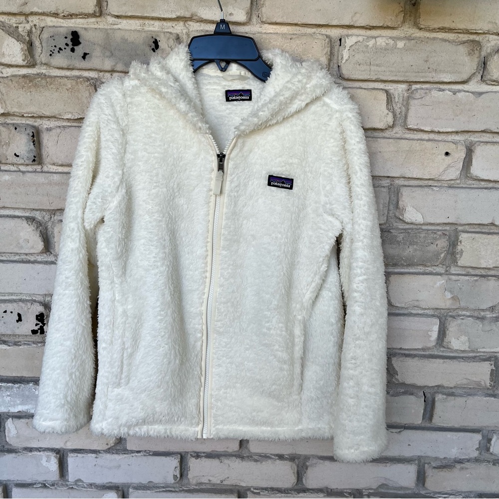 Patagonia white Los Gatos fleece hoody jacket
